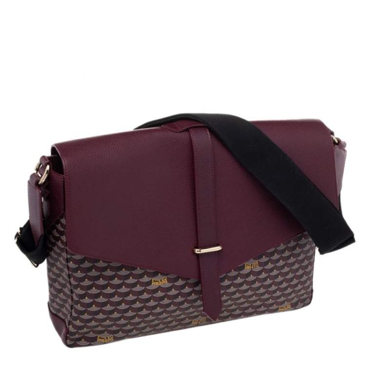 Pre Owned Faure Le Page Burgundy Coated Canvas And Leather Express 36 Messenger Bag