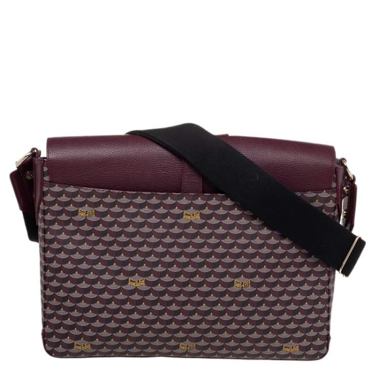 Pre Owned Faure Le Page Burgundy Coated Canvas And Leather Express 36 Messenger Bag