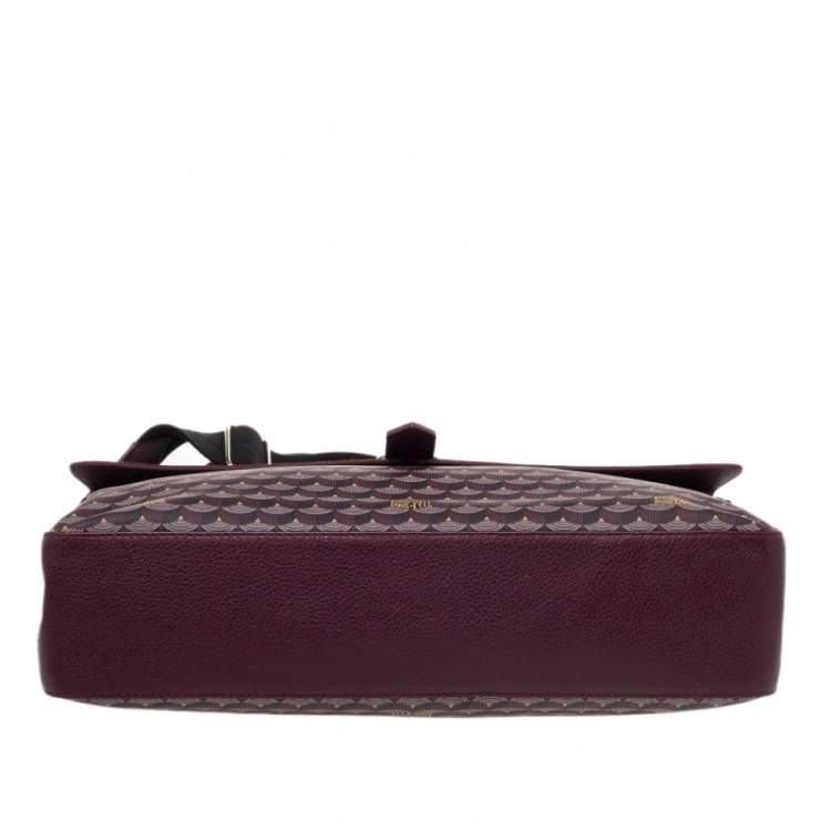 Pre Owned Faure Le Page Burgundy Coated Canvas And Leather Express 36 Messenger Bag