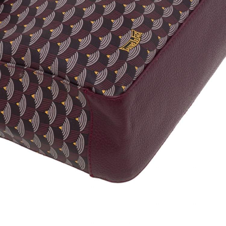 Pre Owned Faure Le Page Burgundy Coated Canvas And Leather Express 36 Messenger Bag