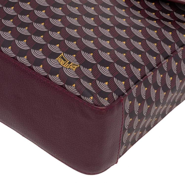 Pre Owned Faure Le Page Burgundy Coated Canvas And Leather Express 36 Messenger Bag