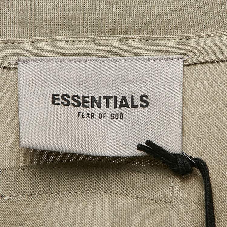 Pre Owned Fear of God Essentials Printed Green Oversized T-Shirt L