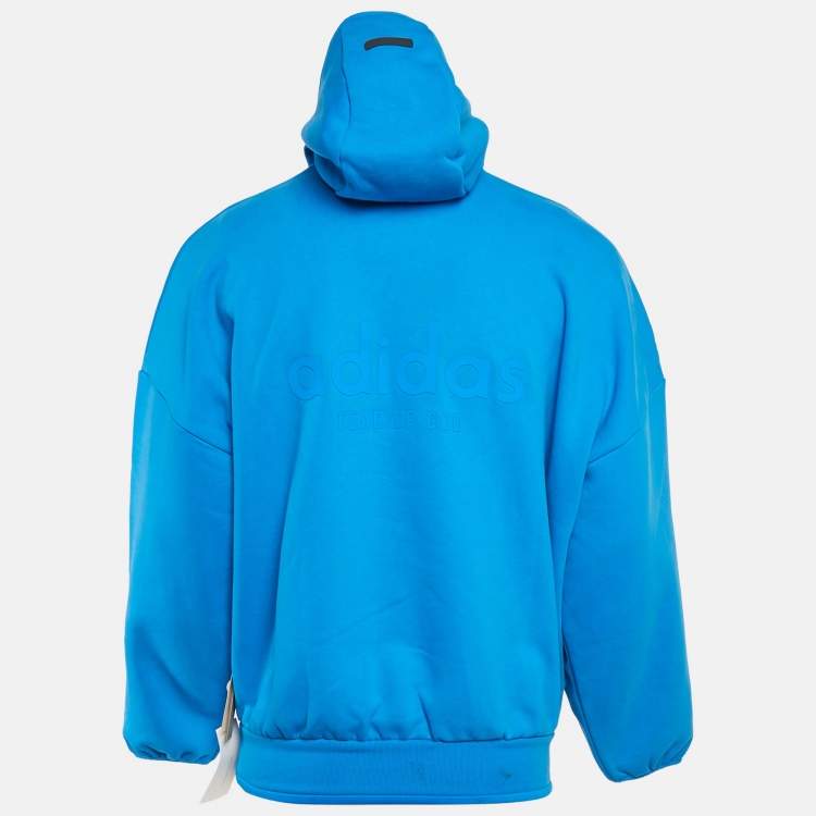 Pre Owned Essentials Fear of God x Adidas Logo Print Cotton Athletics Hoodie XS