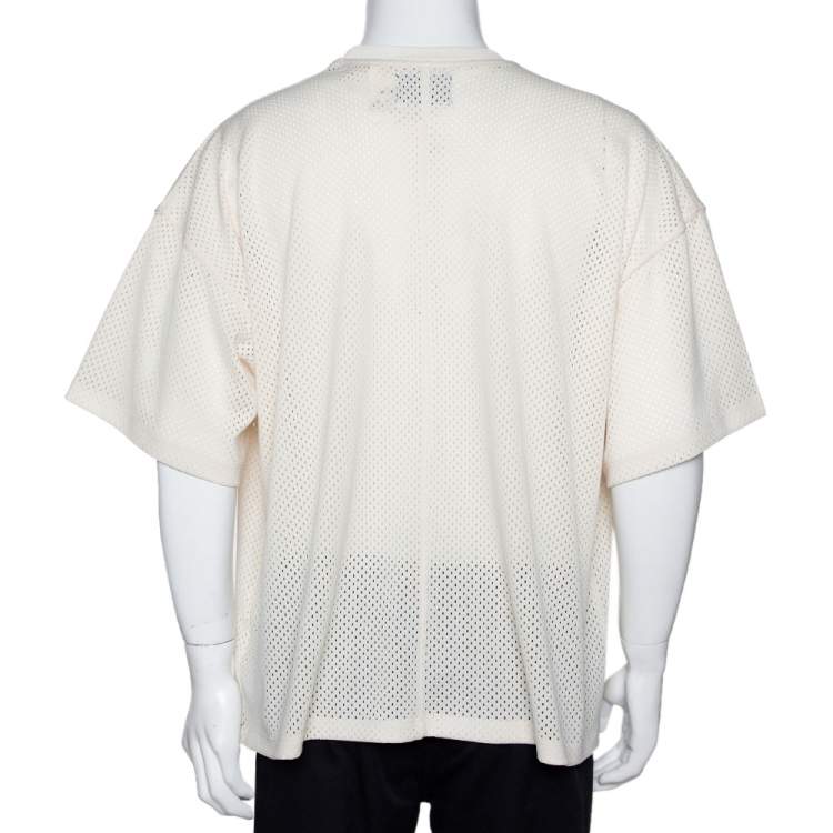 Pre Owned Fear of God Fifth Collection Cream Perforated Knit Oversized T Shirt S 