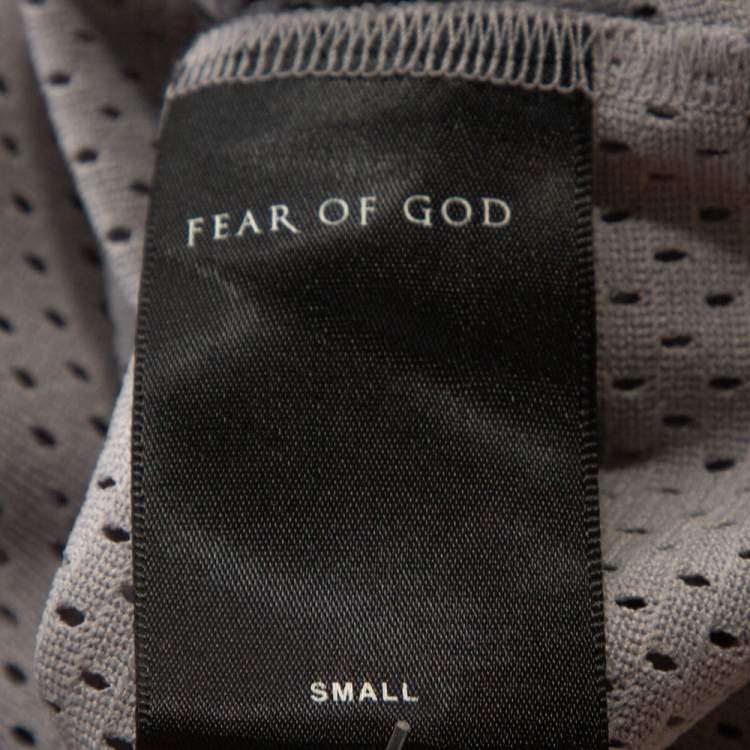 Pre Owned Fear of God Fifth Collection Grey Perforated Knit Long Sleeve T Shirt S