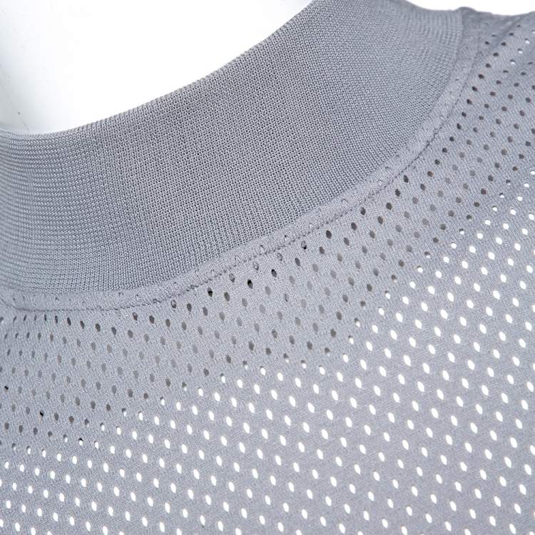 Pre Owned Fear of God Fifth Collection Grey Perforated Knit Long Sleeve T Shirt S