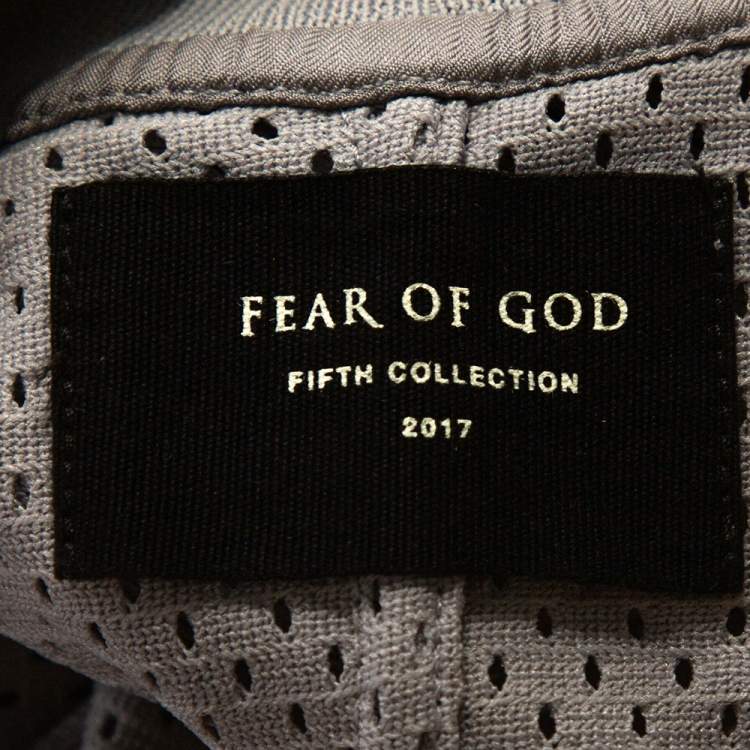 Pre Owned Fear of God Fifth Collection Grey Perforated Knit Long Sleeve T Shirt M
