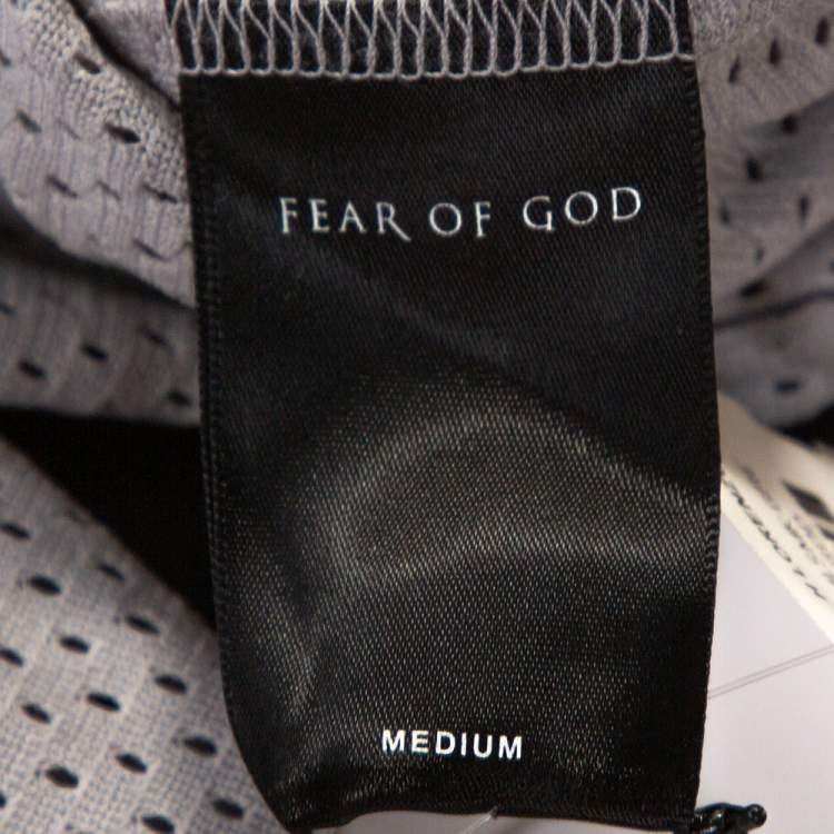 Pre Owned Fear of God Fifth Collection Grey Perforated Knit Long Sleeve T Shirt M