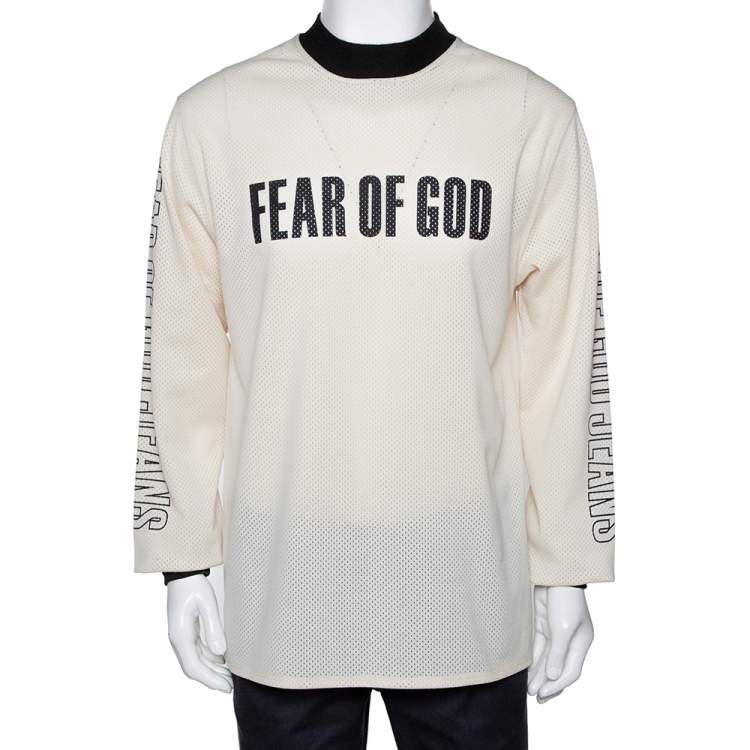 Fear of God Fifth Collection Cream Motocross Mesh Long Sleeve T Shirt S  Fear of God | The Luxury Closet