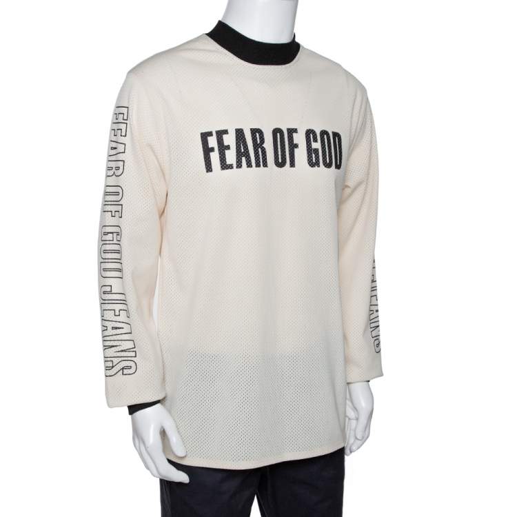 resultaat Gemakkelijk dood Fear of God Fifth Collection Cream Motocross Mesh Long Sleeve T Shirt S Fear  of God | TLC