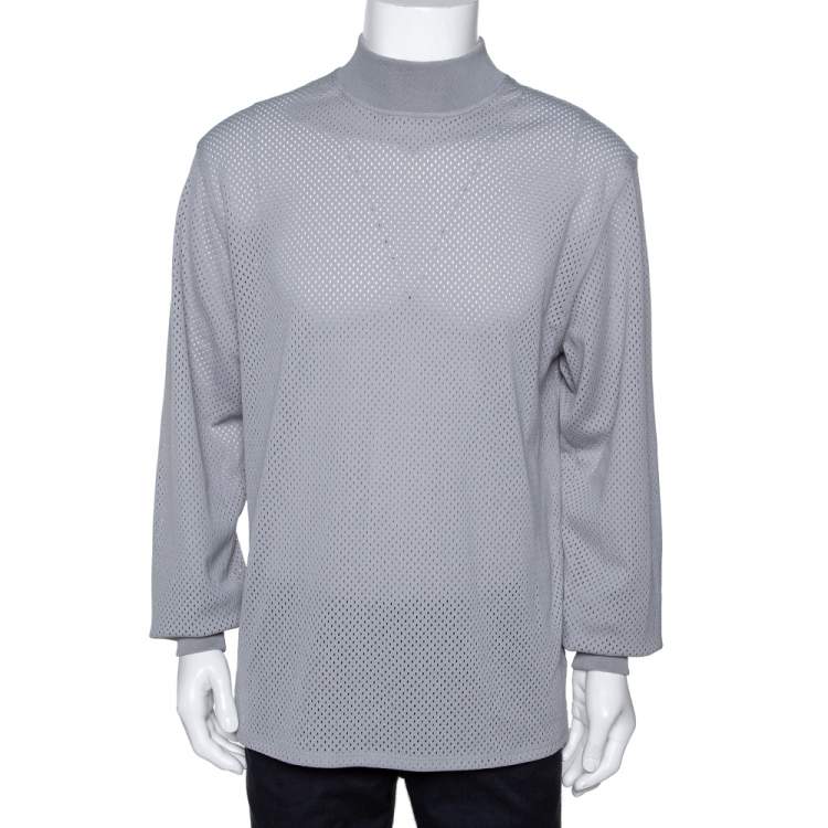 Fear of God Fifth Collection Grey Perforated Knit Long Sleeve T Shirt S  Fear of God | The Luxury Closet