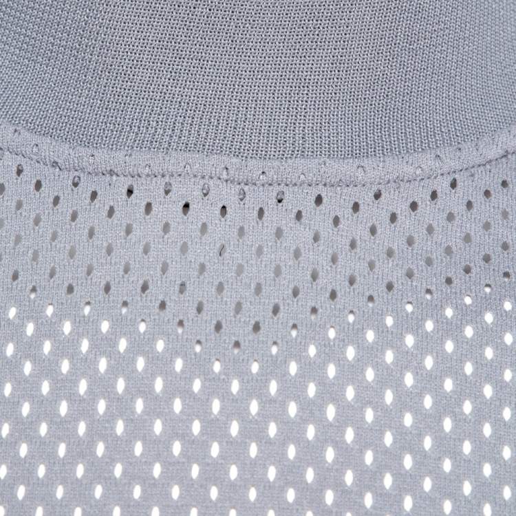 Pre Owned Fear of God Fifth Collection Grey Perforated Knit Long Sleeve T Shirt S