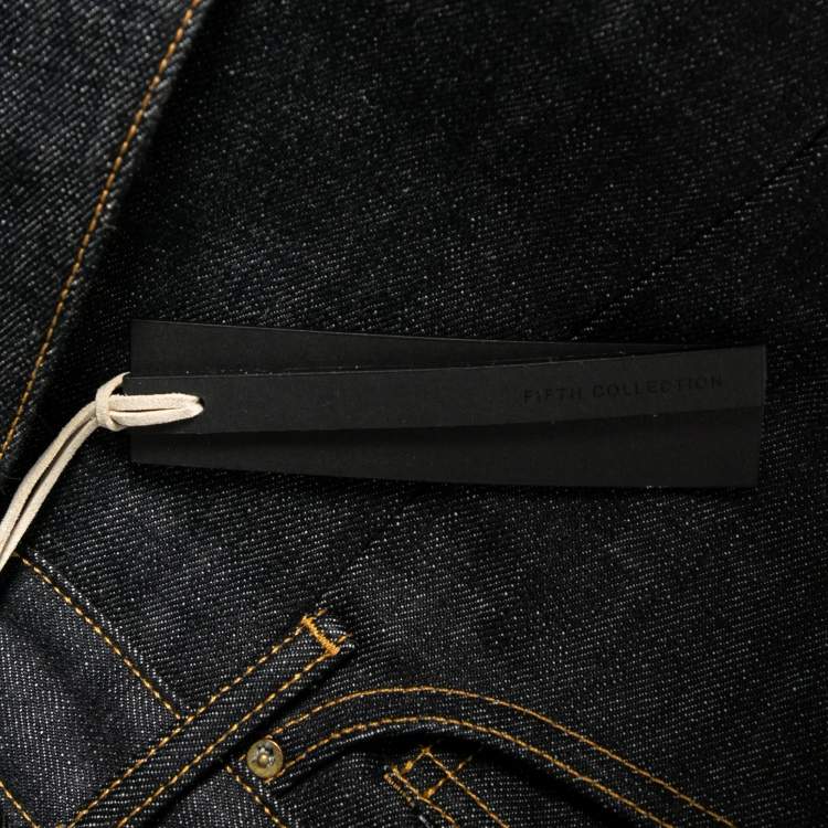 Pre Owned Fear of God Navy Blue Denim Zipped Hem Slim Fit Jeans M