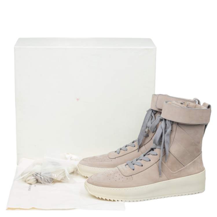 Pre Owned Fear Of God Beige Nubuck Leather Military High Top Sneakers Size 41