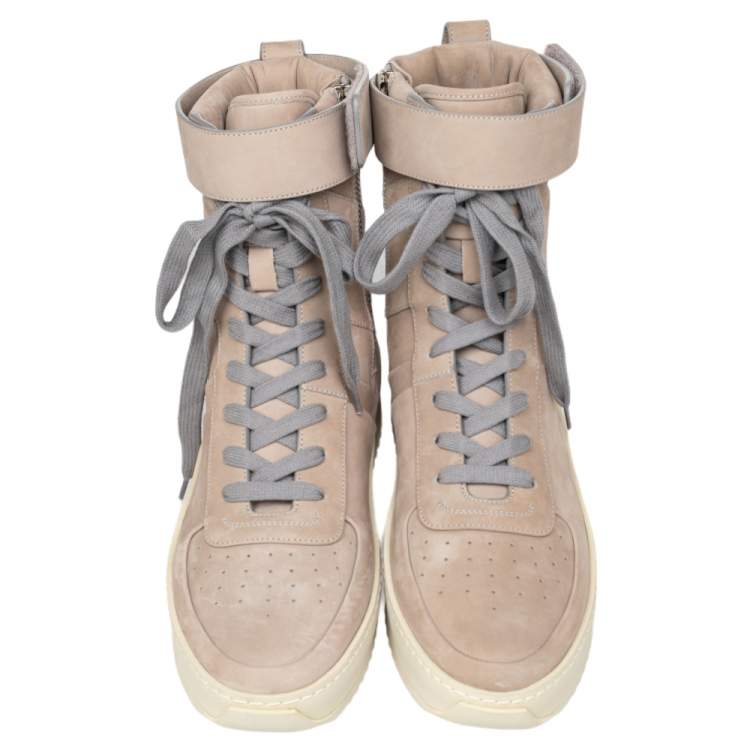 Pre Owned Fear Of God Beige Nubuck Leather Military High Top Sneakers Size 41