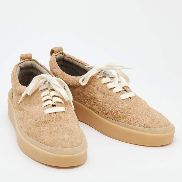 Pre Owned Fear of God Beige Suede Low Top Platform Sneakers Size 44