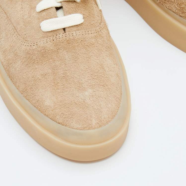 Pre Owned Fear of God Beige Suede Low Top Platform Sneakers Size 44