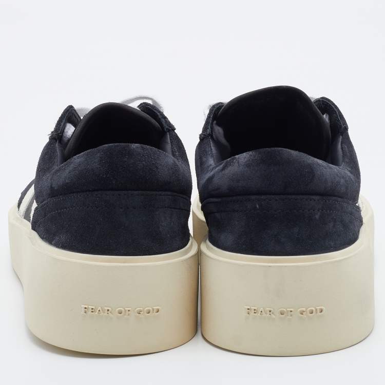 Pre Owned Fear of God Black Suede Low Top Platform Sneakers Size 44