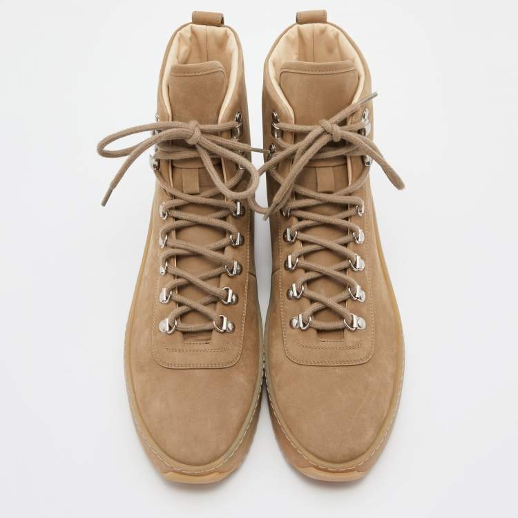 Pre Owned Fear Of God Beige Nubuck Leather High Top Sneakers Size 44