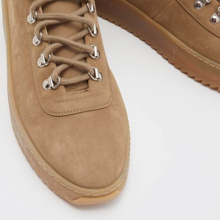 Pre Owned Fear Of God Beige Nubuck Leather High Top Sneakers Size 44