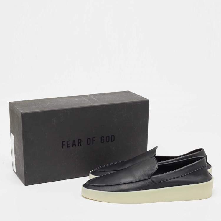 Pre Owned Fear of God Black Leather Slip On Sneakers Size 46