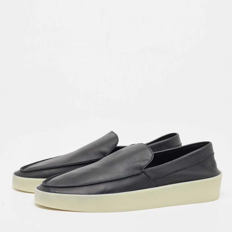 Pre Owned Fear of God Black Leather Slip On Sneakers Size 46