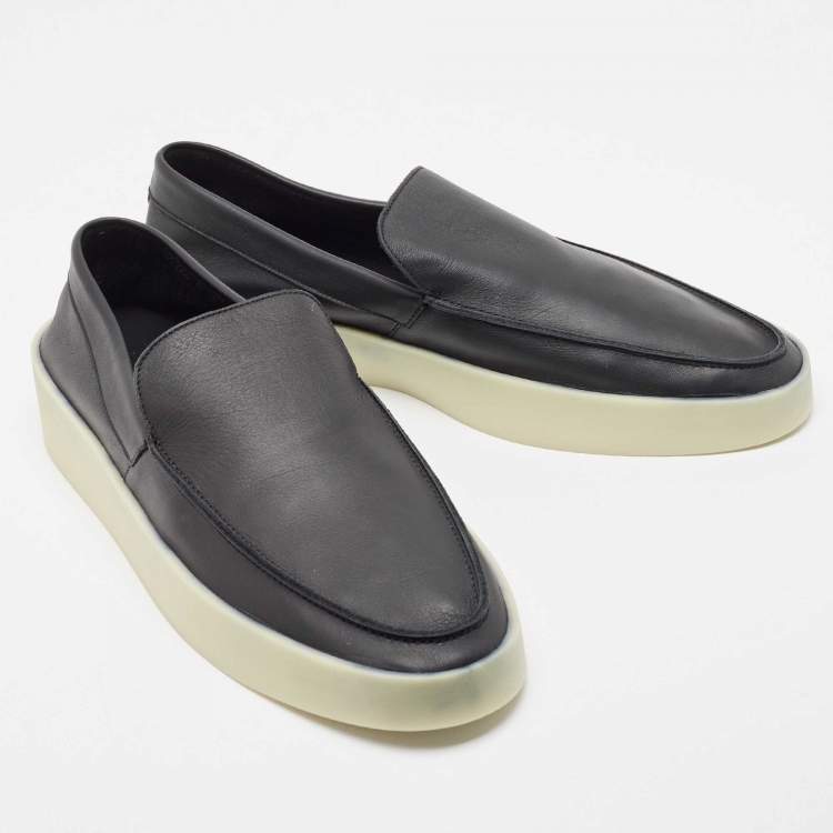 Pre Owned Fear of God Black Leather Slip On Sneakers Size 46