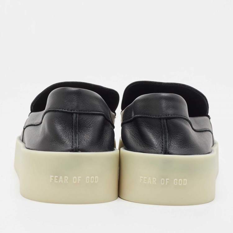 Pre Owned Fear of God Black Leather Slip On Sneakers Size 46