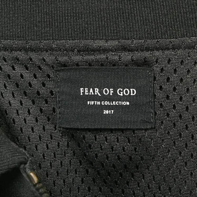 Pre Owned Fear of God Black Nylon Logo Patchwork Jacket M
