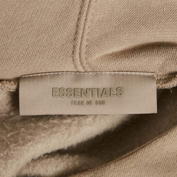 Pre Owned Fear of God Essentials Beige Cotton Hood Detail Oversized Sweatshirt L
