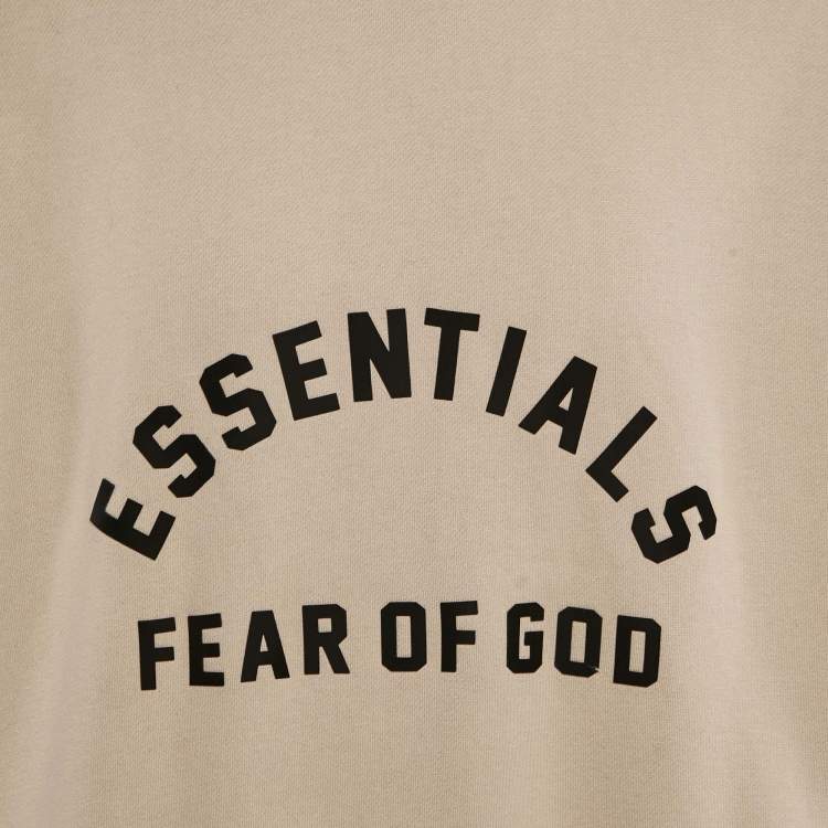 Pre Owned Fear of God Essentials Beige Cotton Hood Detail Oversized Sweatshirt L
