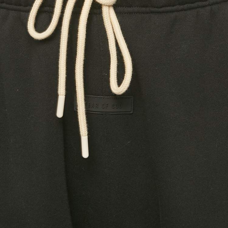 Pre Owned Fear of God Essentials Black Cotton Knit Trackpants M