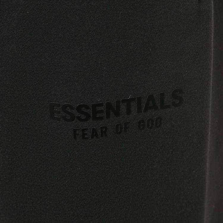 Pre Owned Fear of God Essentials Black Cotton Knit Trackpants M