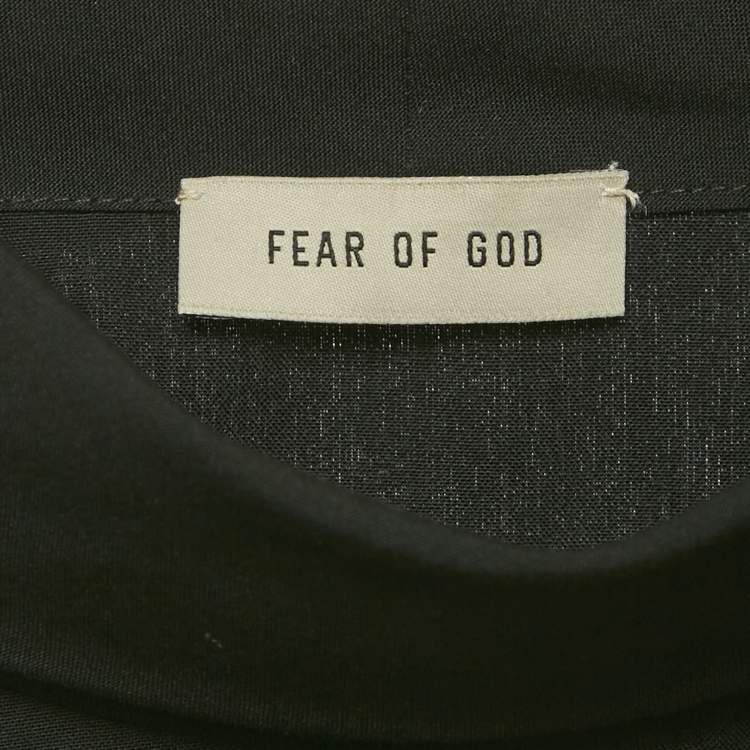 Pre Owned Fear of God Black Cotton Blend Reverse Collar Detail T-Shirt XS