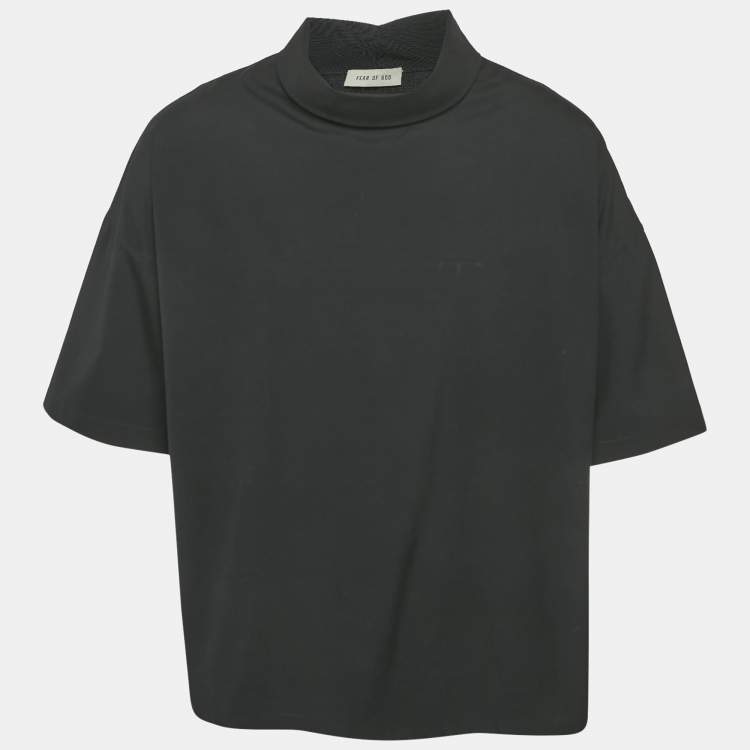 Pre Owned Fear of God Black Cotton Blend Reverse Collar Detail T-Shirt XS