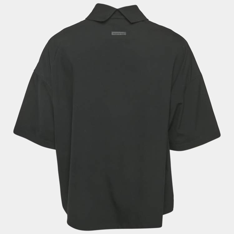 Pre Owned Fear of God Black Cotton Blend Reverse Collar Detail T-Shirt XS