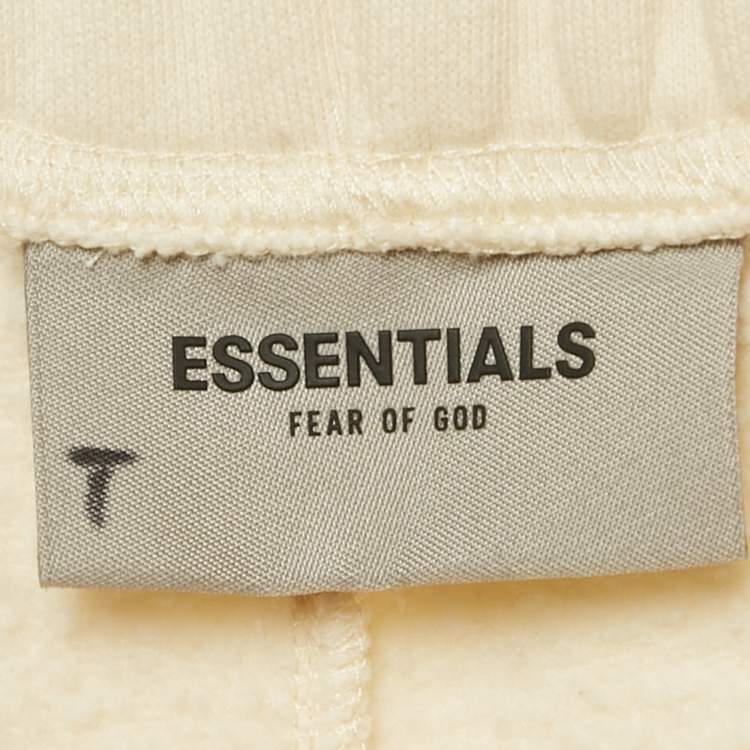 Pre Owned Essentials Fear of God Cream Cotton Fleece Shorts 