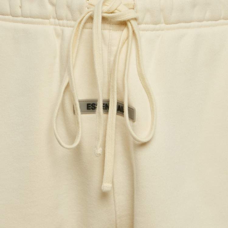 Pre Owned Essentials Fear of God Cream Cotton Fleece Shorts 