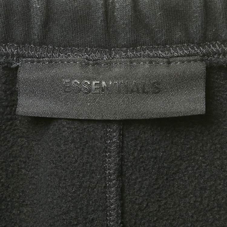 Pre Owned Fear of God Essentials Black Logo Applique Cotton Blend Drawstring Shorts XS 