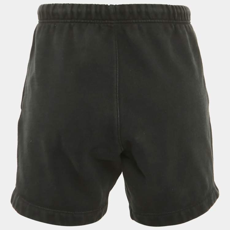 Pre Owned Fear of God Essentials Black Logo Applique Cotton Blend Drawstring Shorts XS 