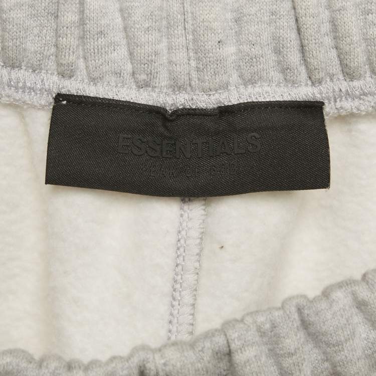 Pre Owned Essentials Fear of God Grey Logo Patch Cotton Sweatpants S