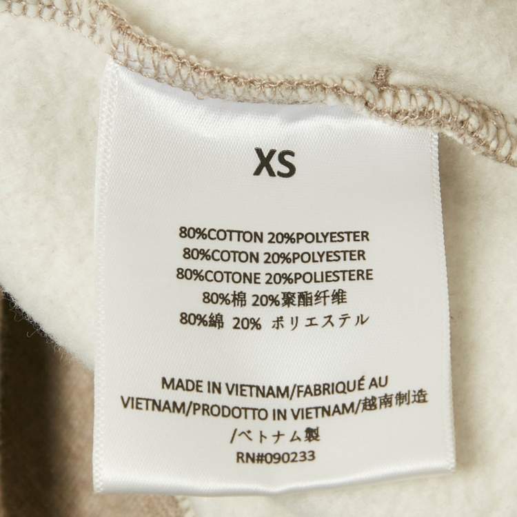 Pre Owned Essentials Fear of God Beige Logo Print Cotton Hoodie XS