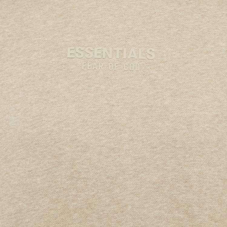 Pre Owned Essentials Fear of God Beige Logo Print Cotton Hoodie XS