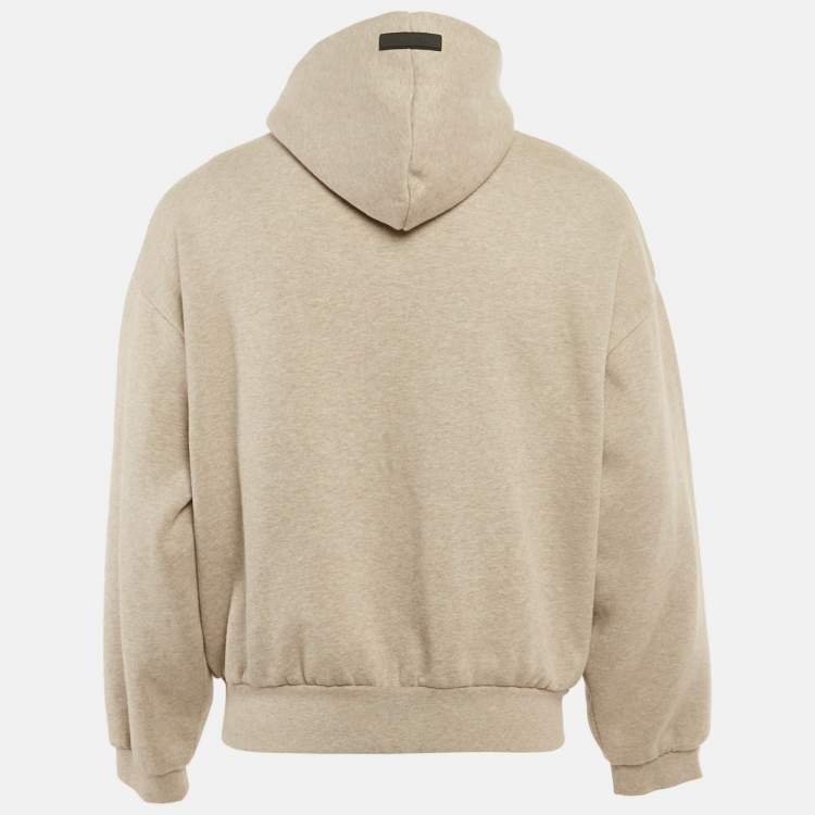 Pre Owned Essentials Fear of God Beige Logo Print Cotton Hoodie XS