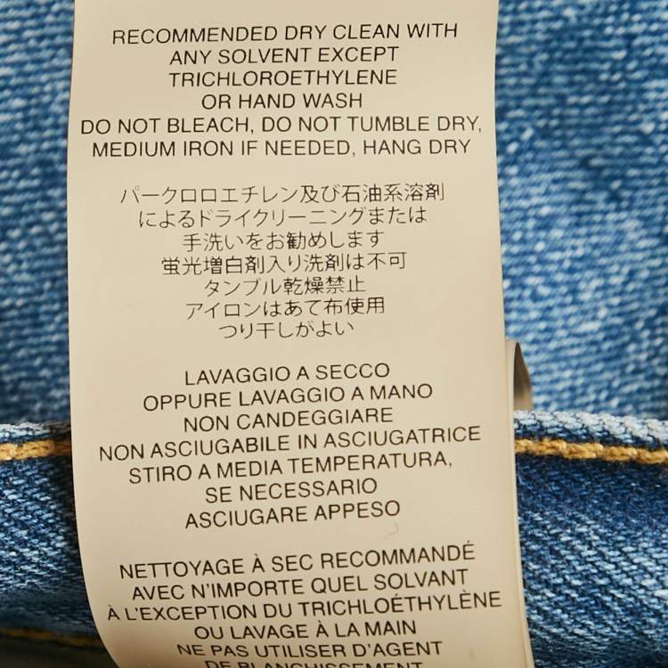 Pre Owned Fear of God Blue Denim Frayed Leg Jeans M