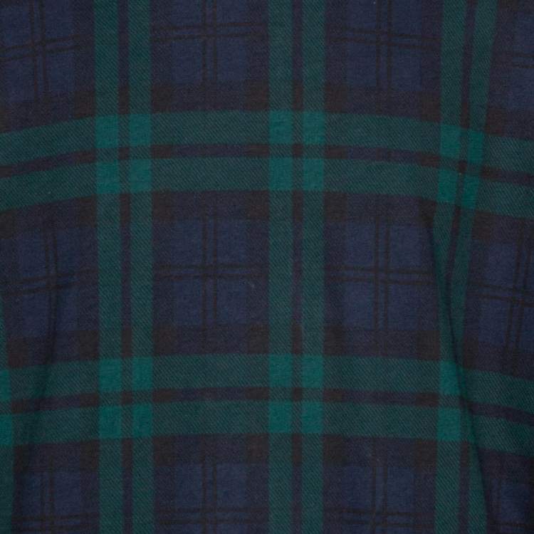 Pre Owned Fear Of God Fifth Collection Green Plaid Print Cotton Hoodie M
