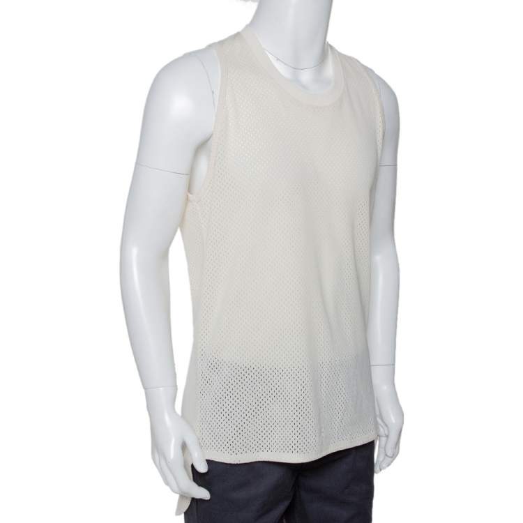 Pre Owned Fear of God Fifth Collection Cream Perforated Knit Sleeveless T Shirt S 
