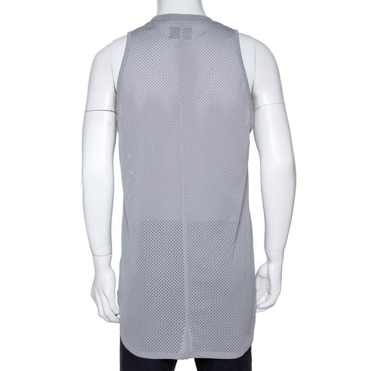 Pre Owned Fear of God Fifth Collection Grey Perforated Knit Sleeveless T Shirt S 