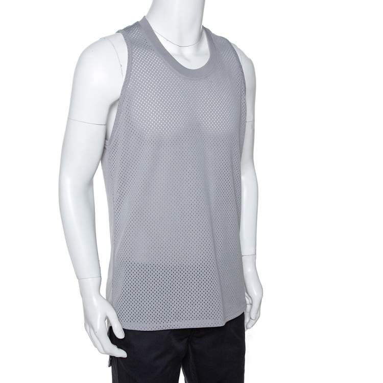 Pre Owned Fear of God Fifth Collection Grey Perforated Knit Sleeveless T Shirt S 