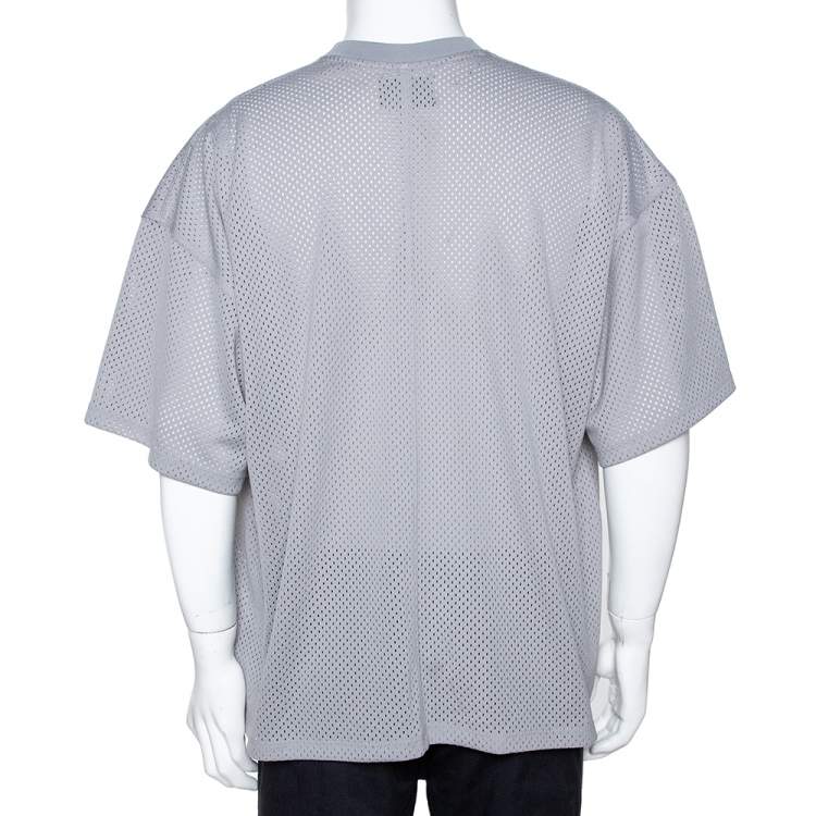 Pre Owned Fear of God Fifth Collection Grey Perforated Knit Oversized T Shirt S 